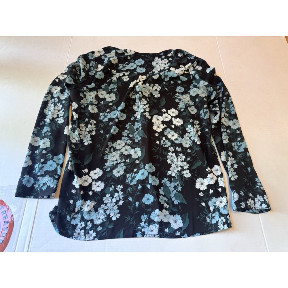 Karl Lagerfeld Floral Print Blouse Shirt Tunic Top Size Large - Picture 14 of 15